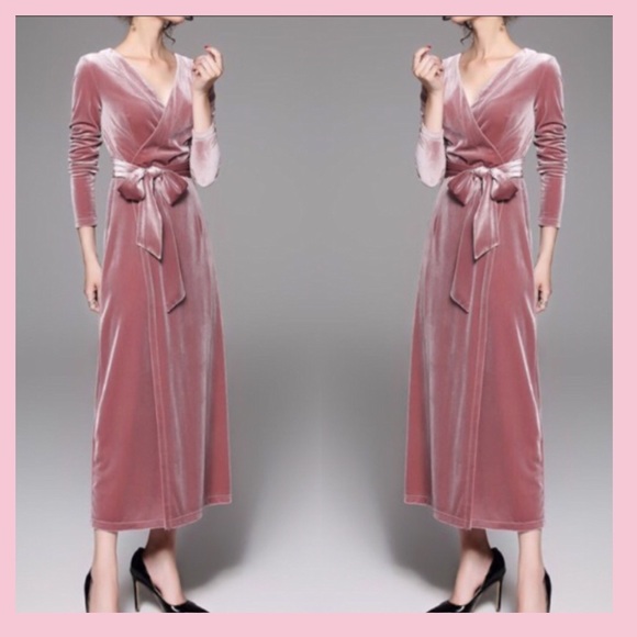BNWT Blush Velvet Wrap Dress - Picture 3 of 8